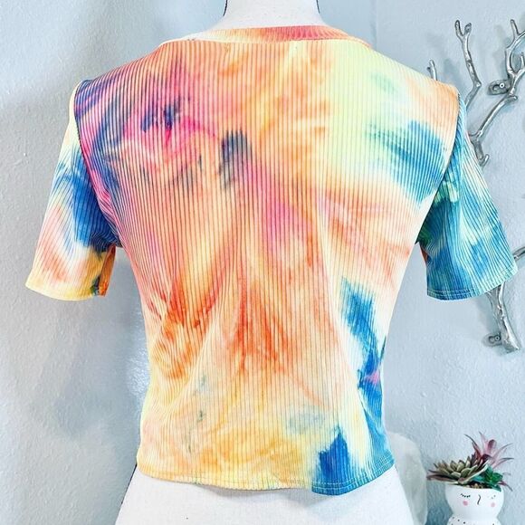 Love J Tie Dyed Ribbed Short Sleeve Top Medium - Picture 4 of 5